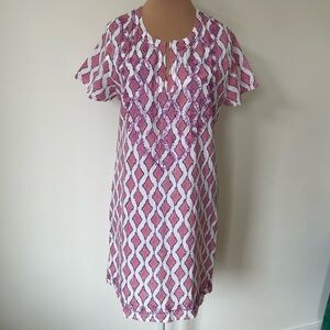 Roberta Roller Rabbit Moroccan Tile Block Cotton Short Sleeve Tunic Dress EUC M